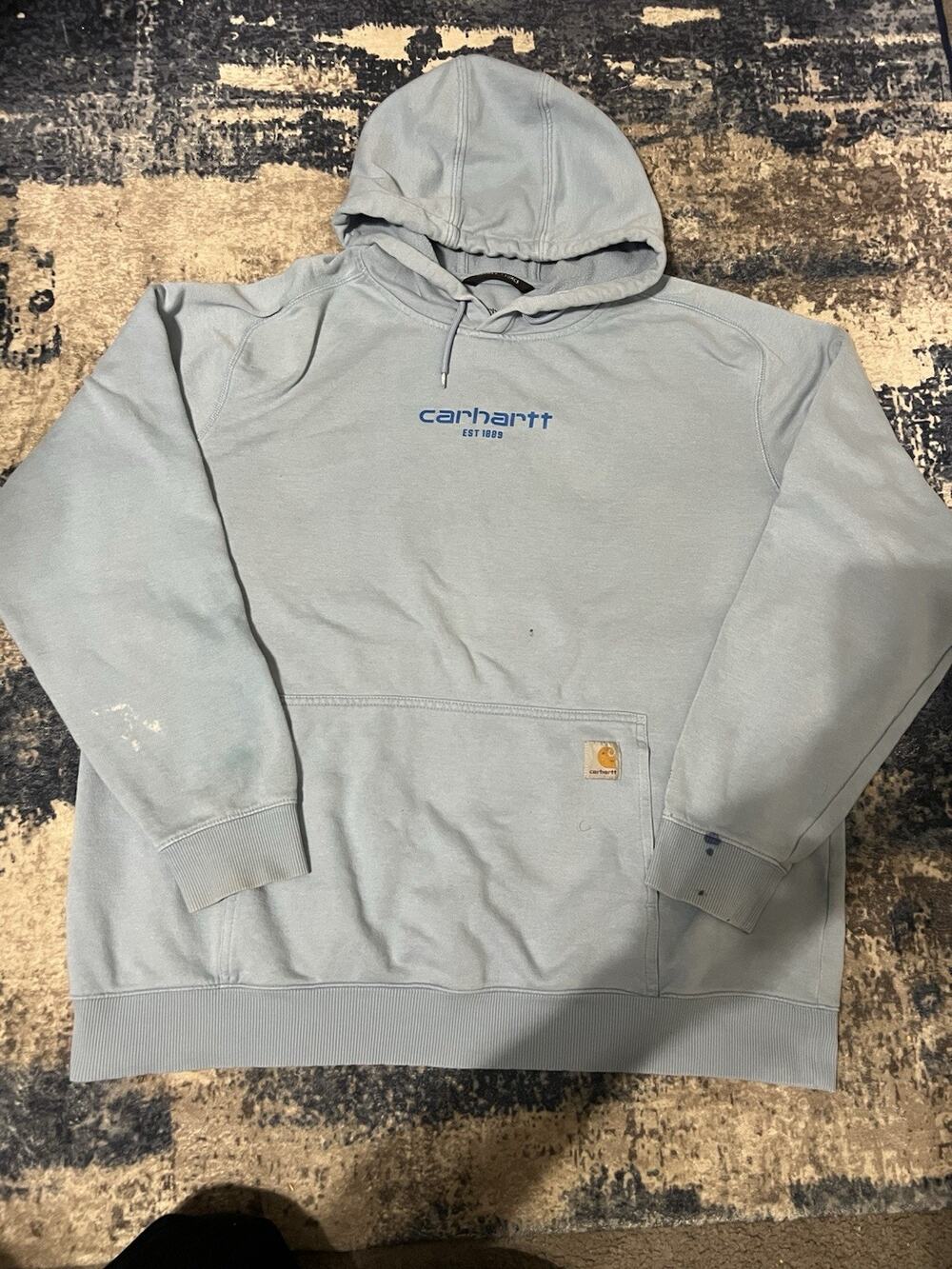 Size XL-Carhartt Force Relaxed Fit Hoodie Light Blue